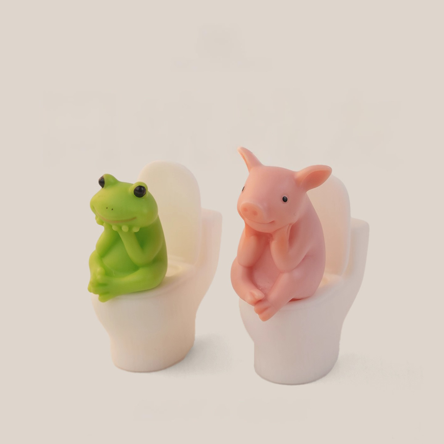 Adorable Pink Pig Toilet Figurine