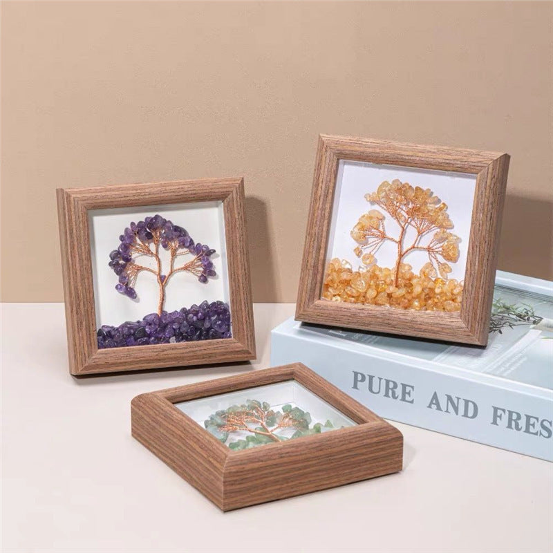 Amethyst Picture Frame Fortune Crystal Tree for Home Decoration