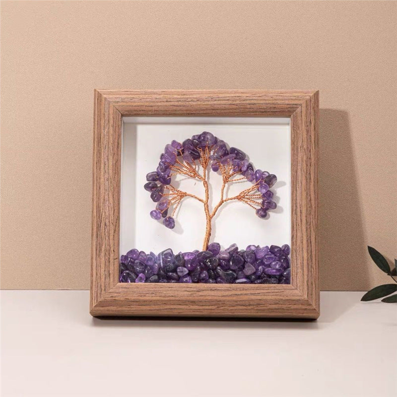 Amethyst Picture Frame Fortune Crystal Tree for Home Decoration