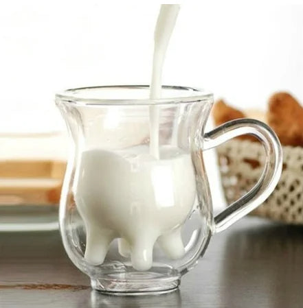 Taza de vidrio de doble capa con forma de vaca