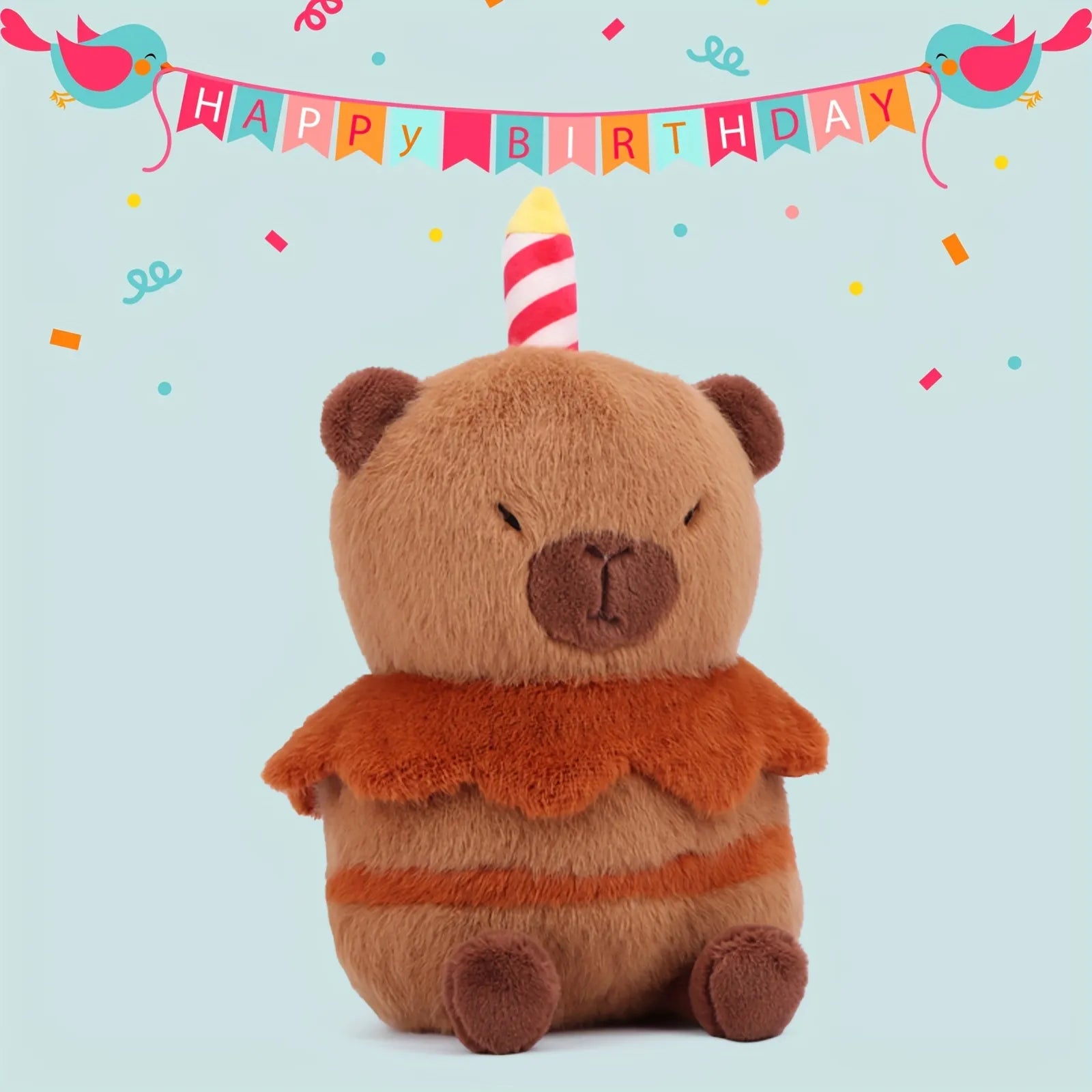 Lindo juguete de peluche de pastel de cumpleaños de carpincho