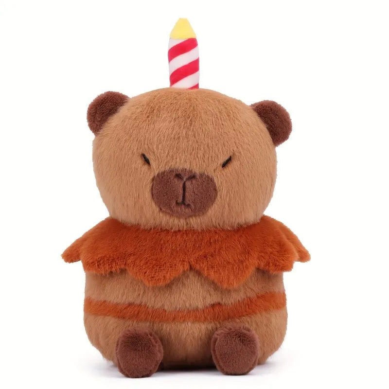 Lindo juguete de peluche de pastel de cumpleaños de carpincho