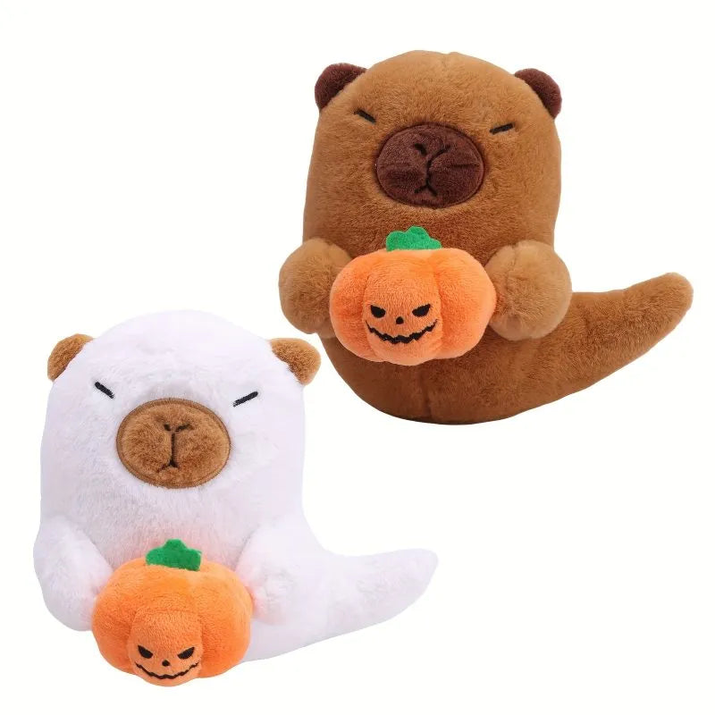 Linda almohada de felpa de calabaza fantasma de carpincho