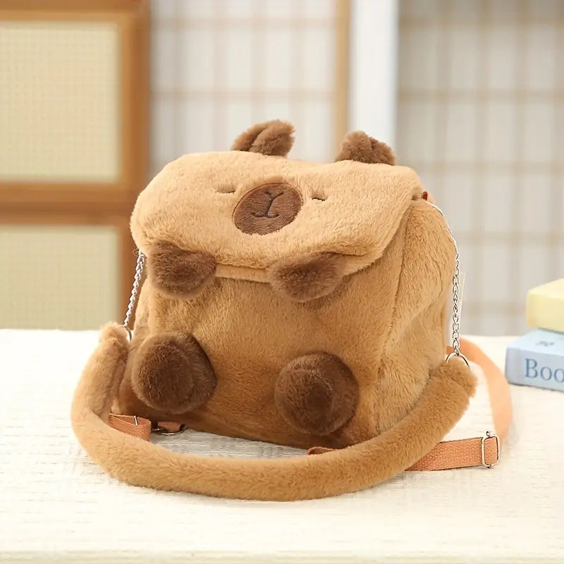Lindo bolso bandolera de peluche de carpincho