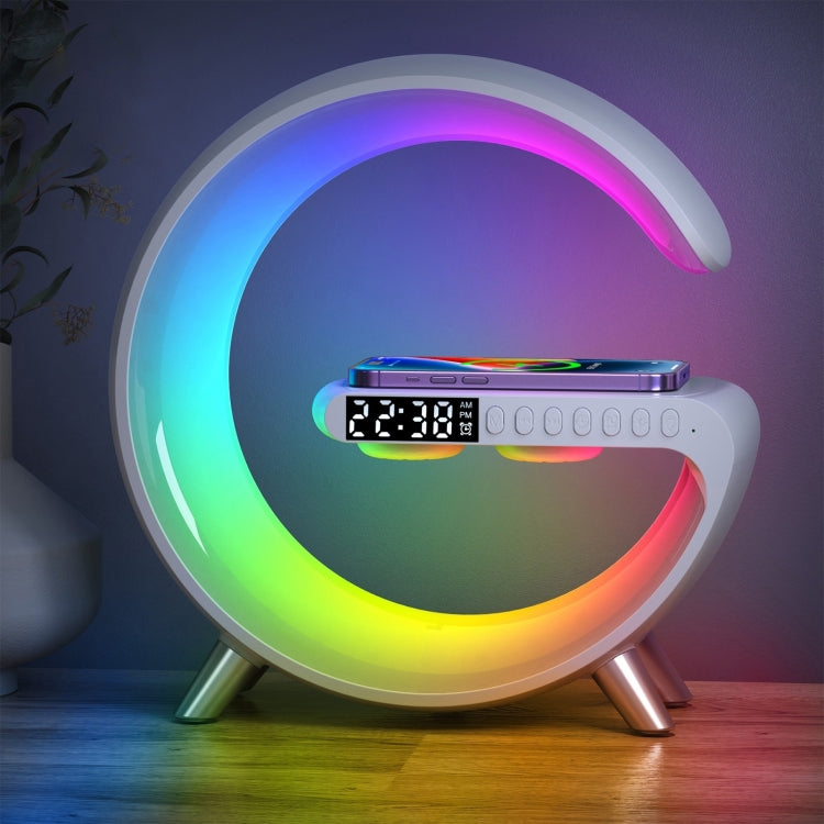 Smart Bluetooth Speaker with Wireless Charger & Alarm Clock & Ambient Light, Without APP