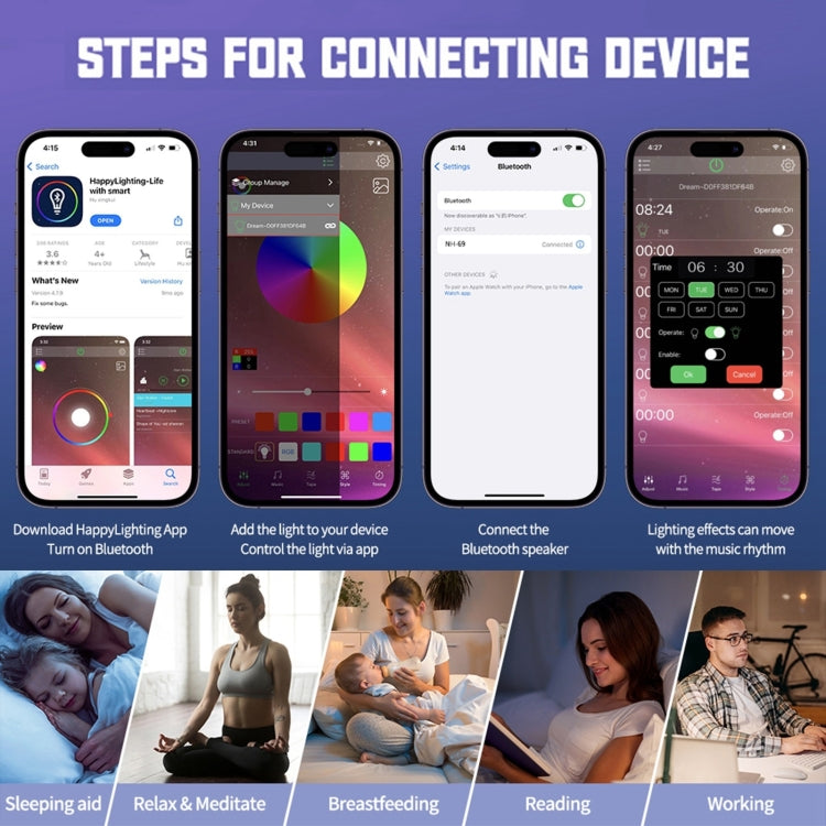 Smart Bluetooth Speaker with Wireless Charger & Alarm Clock & Ambient Light, Without APP