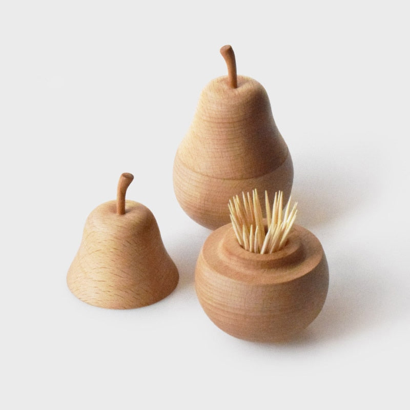 Palillero de madera con forma de pera