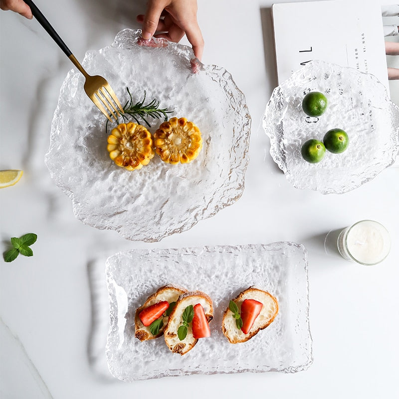 Platos de cristal de estilo nórdico congelado