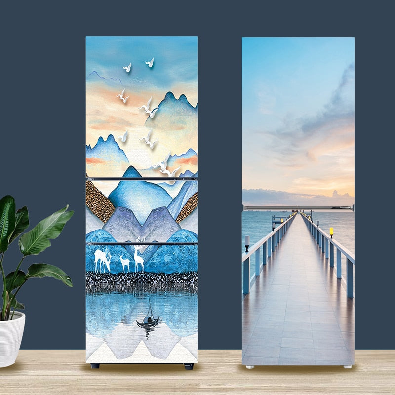 Pegatina autoadhesiva para refrigerador, elegante y resistente al agua