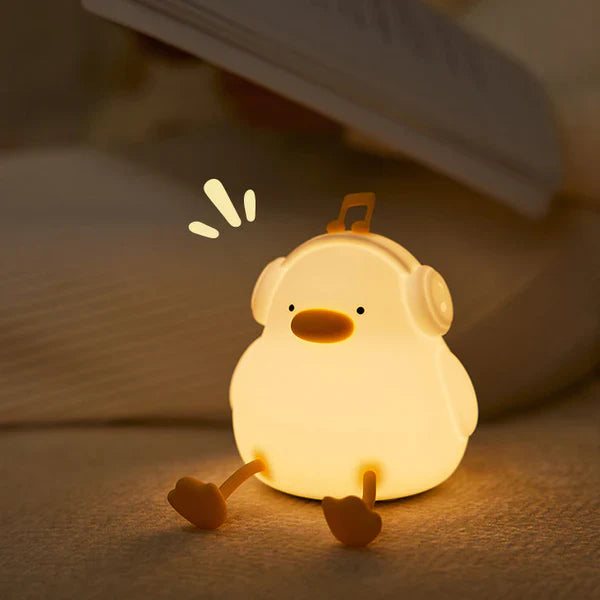 Luz nocturna LED blanda con forma de pato flor kawaii
