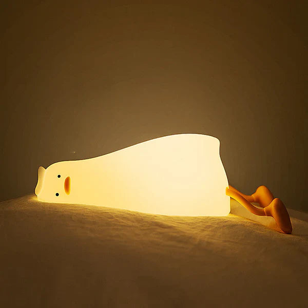 Luz nocturna LED blanda con forma de pato flor kawaii