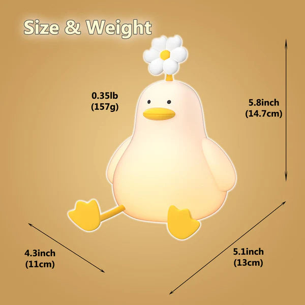 Luz nocturna LED blanda con forma de pato flor kawaii