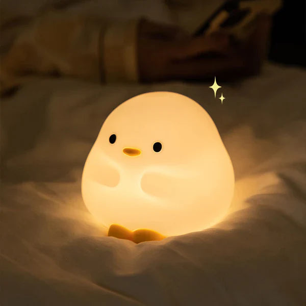 Luz nocturna LED blanda con forma de pato flor kawaii