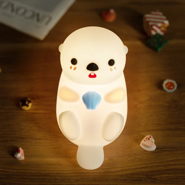 Luz nocturna LED de silicona blanda con forma de nutria