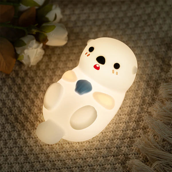 Luz nocturna LED de silicona blanda con forma de nutria
