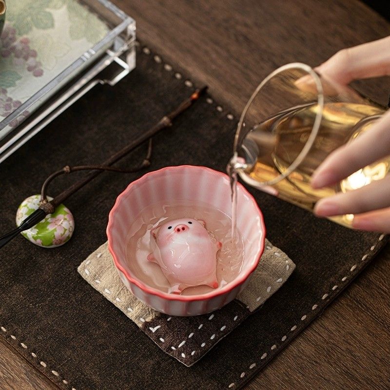 Piggy Bubble Tea Pet Piggy Ceramic Teacups