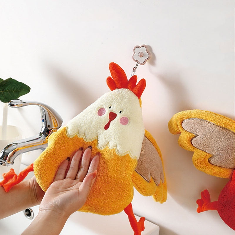 Toalla de manos de secado rápido con forma de pollo