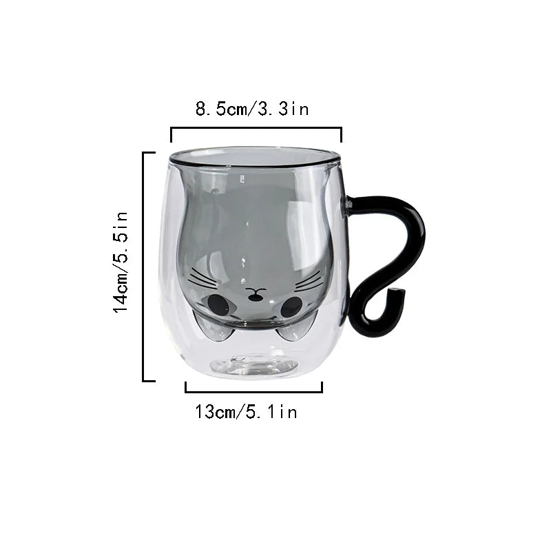 Cute Cat Double-layer Coffee Mug