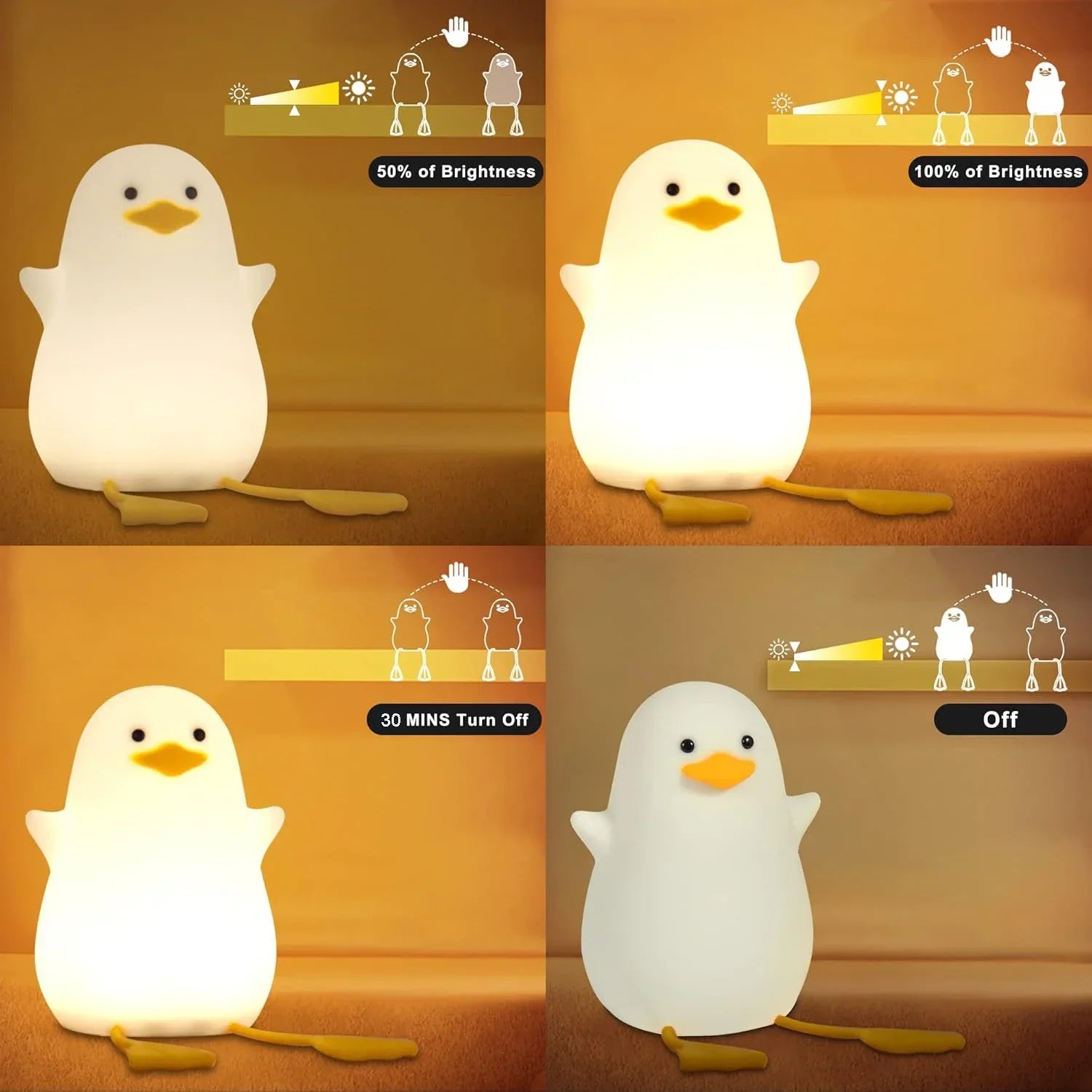 Lámpara de escritorio LED con luz suave y encantadora de pato