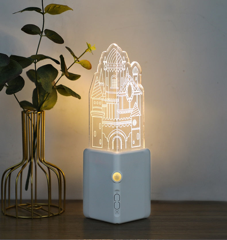 Lámpara de noche de pared recargable LED 3D