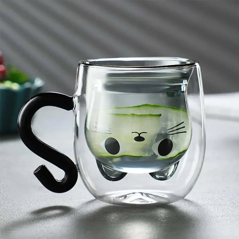 Cute Cat Double-layer Coffee Mug