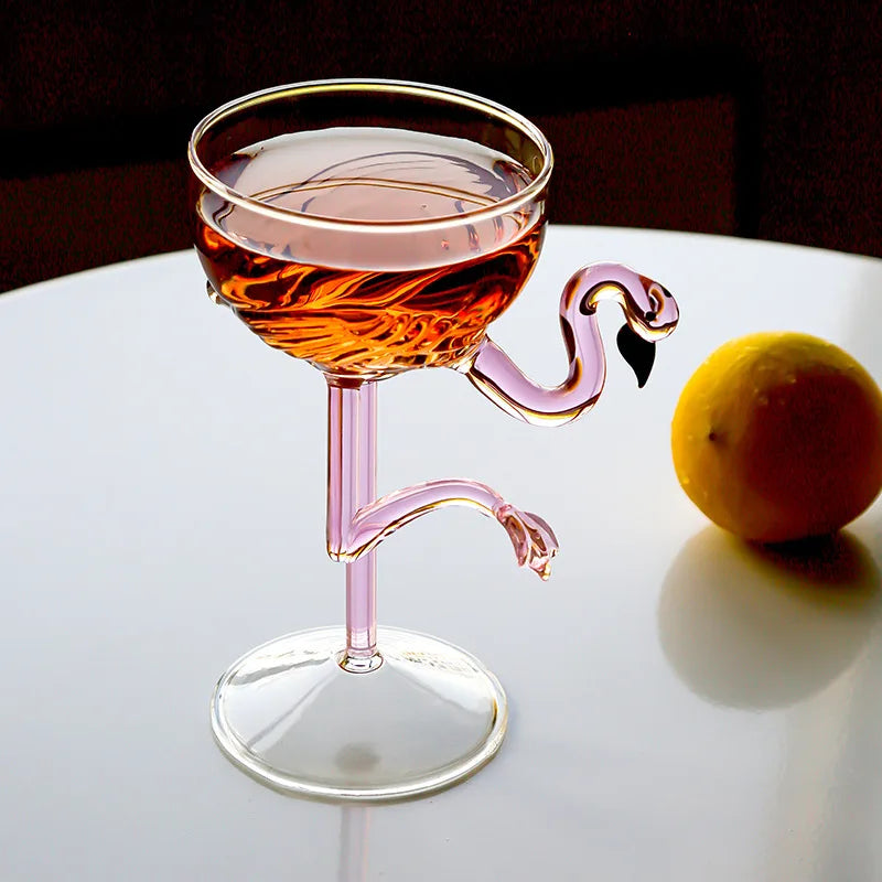 Vasos transparentes para cóctel con diseño de flamenco rosa