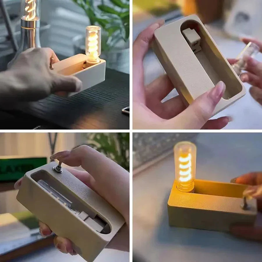Lámpara de noche recargable con tapa mecánica