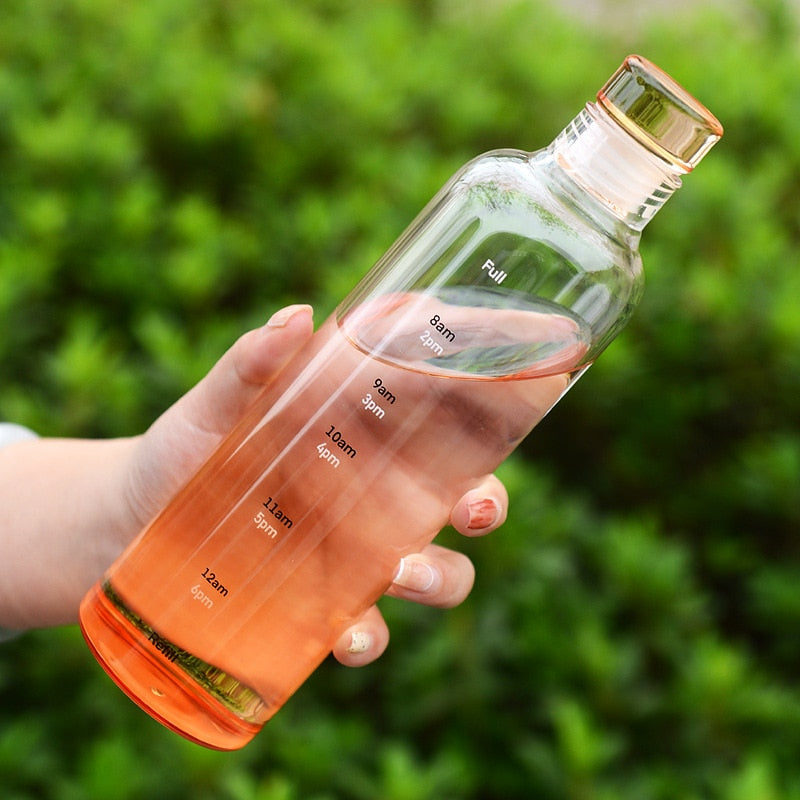 Botella de agua de vidrio resistente al calor Time Scale