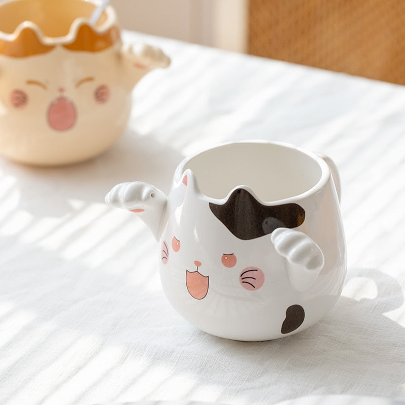 Cute Cartoon Cat Mugs With Spoons