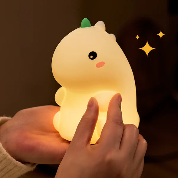 Luz nocturna LED de dinosaurio de silicona blanda