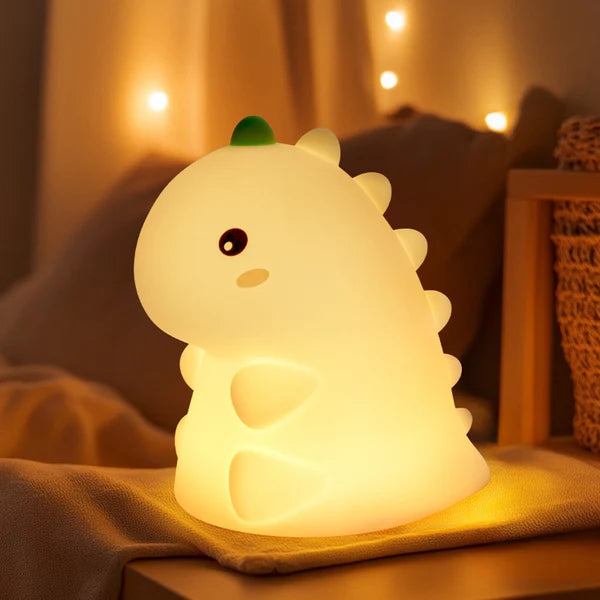 Luz nocturna LED de dinosaurio de silicona blanda