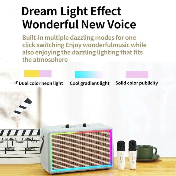 Leather Colorful Light Effect Karaoke Audio Retro Outdoor Bluetooth Speaker, Style: Single Speaker(Brown)
