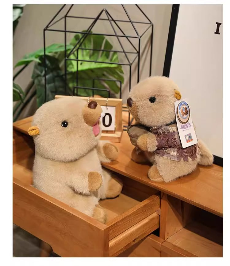 Squeaking and vocalizing groundhog plush dolls