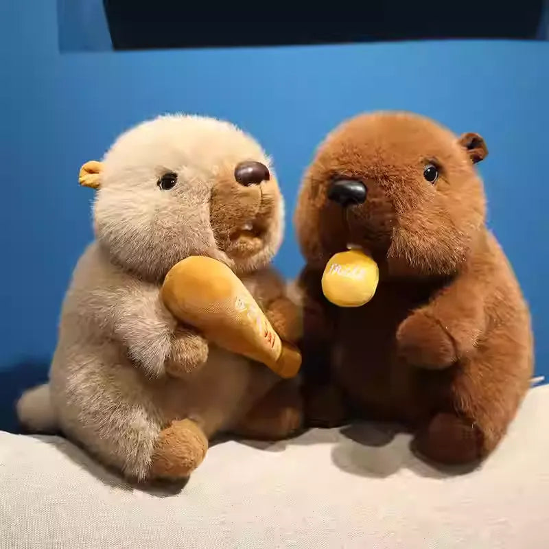 Squeaking and vocalizing groundhog plush dolls