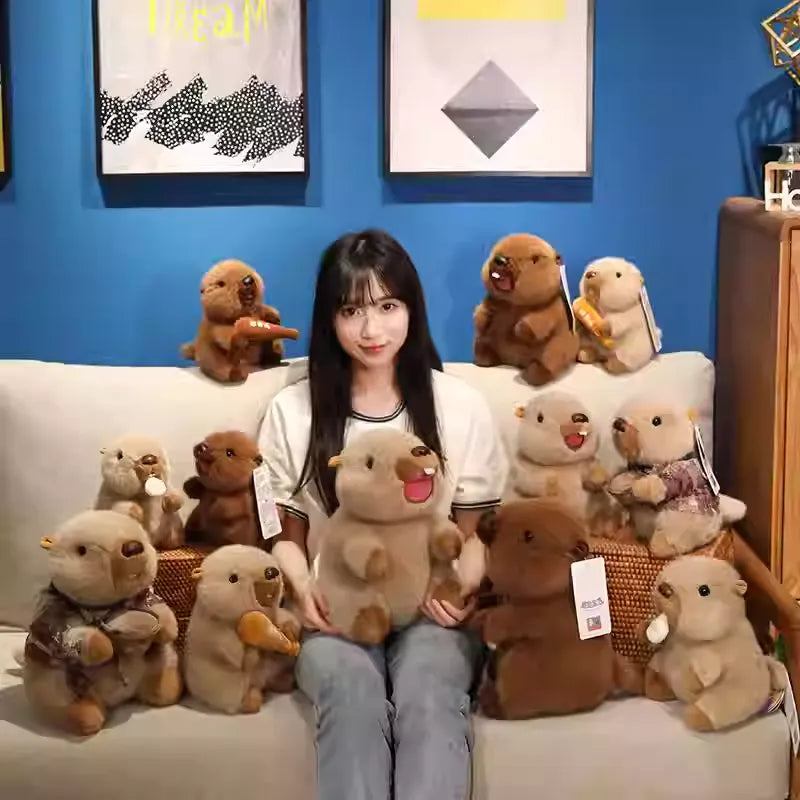 Squeaking and vocalizing groundhog plush dolls