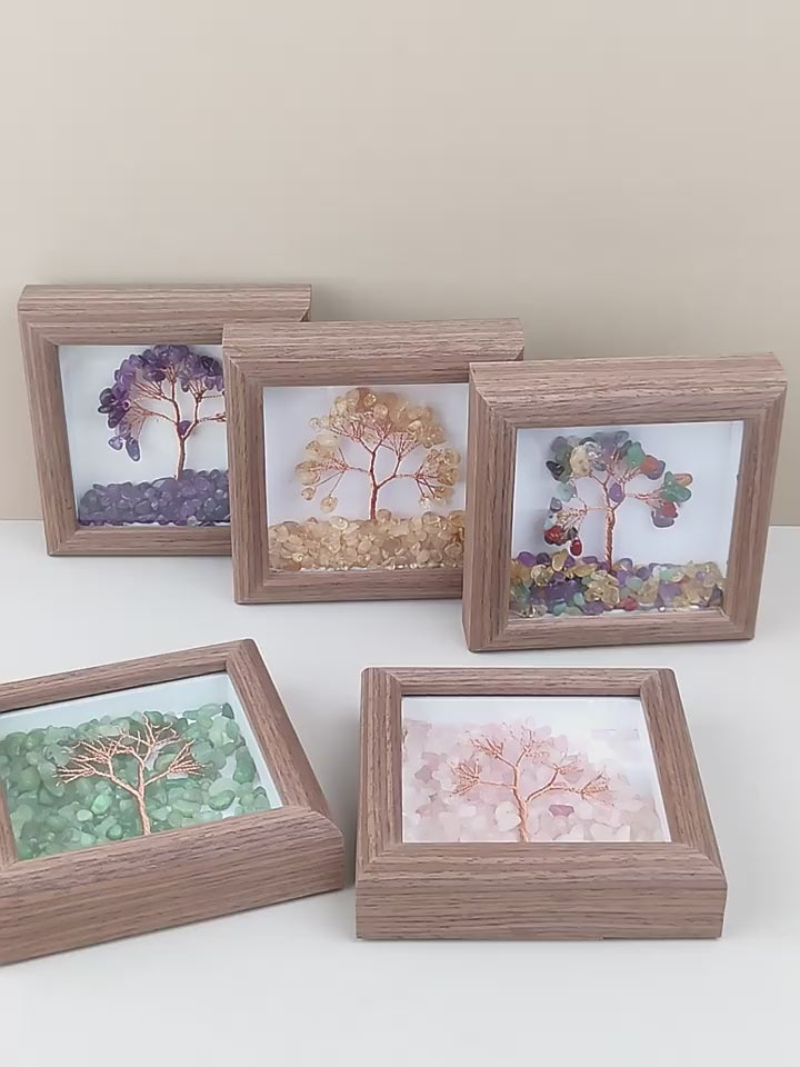 Amethyst Picture Frame Fortune Crystal Tree for Home Decoration