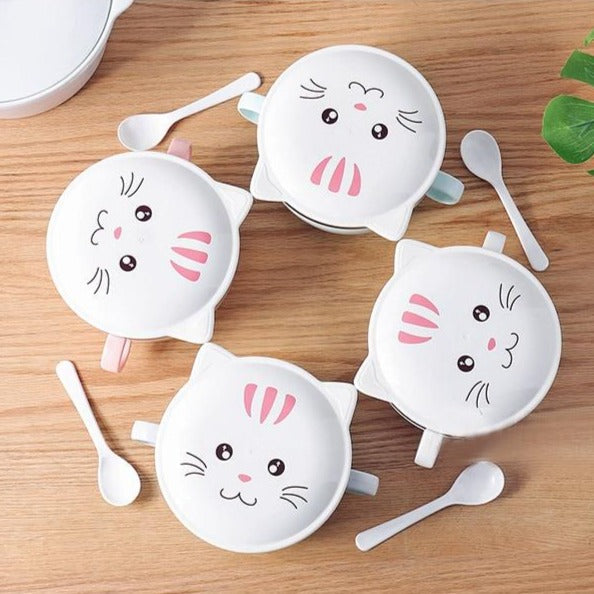 Cute Cartoon Cat Stainless Steel Bowl