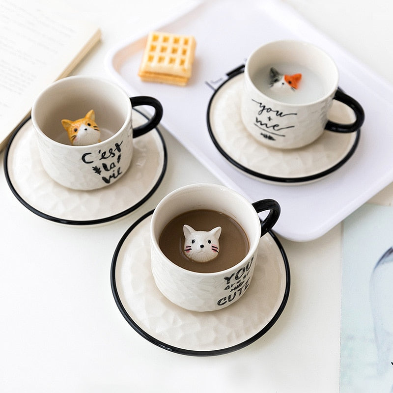 Taza de cerámica con diseño de mascota adorable en 3D