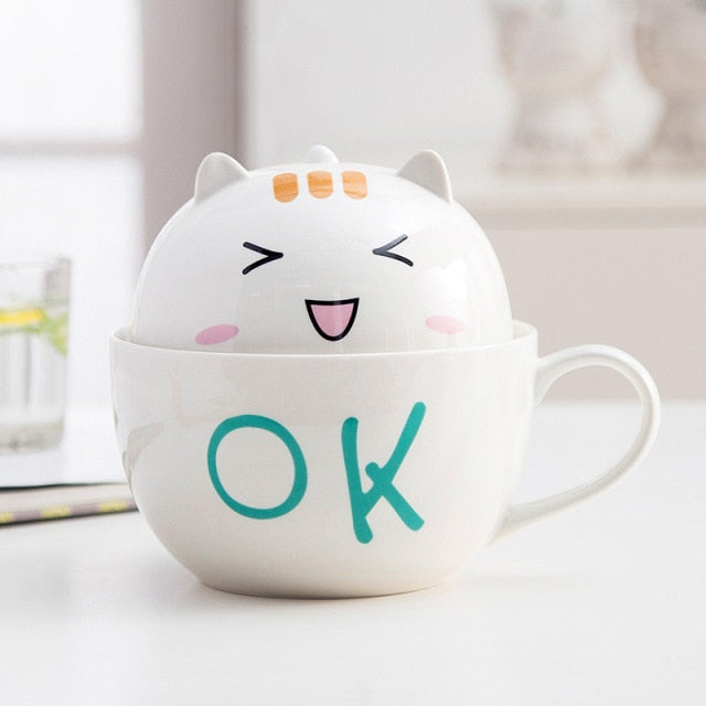 Cute Cat Ceramic Ramen Bowl