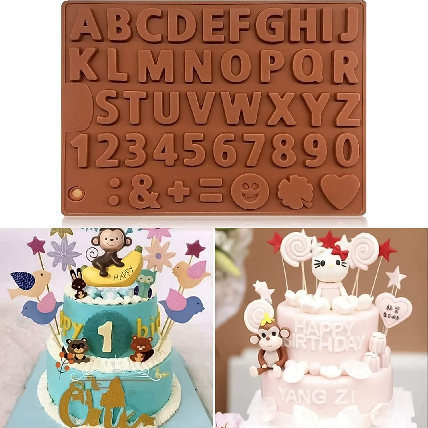 Molde de chocolate DIY de silicona con alfabeto 3D