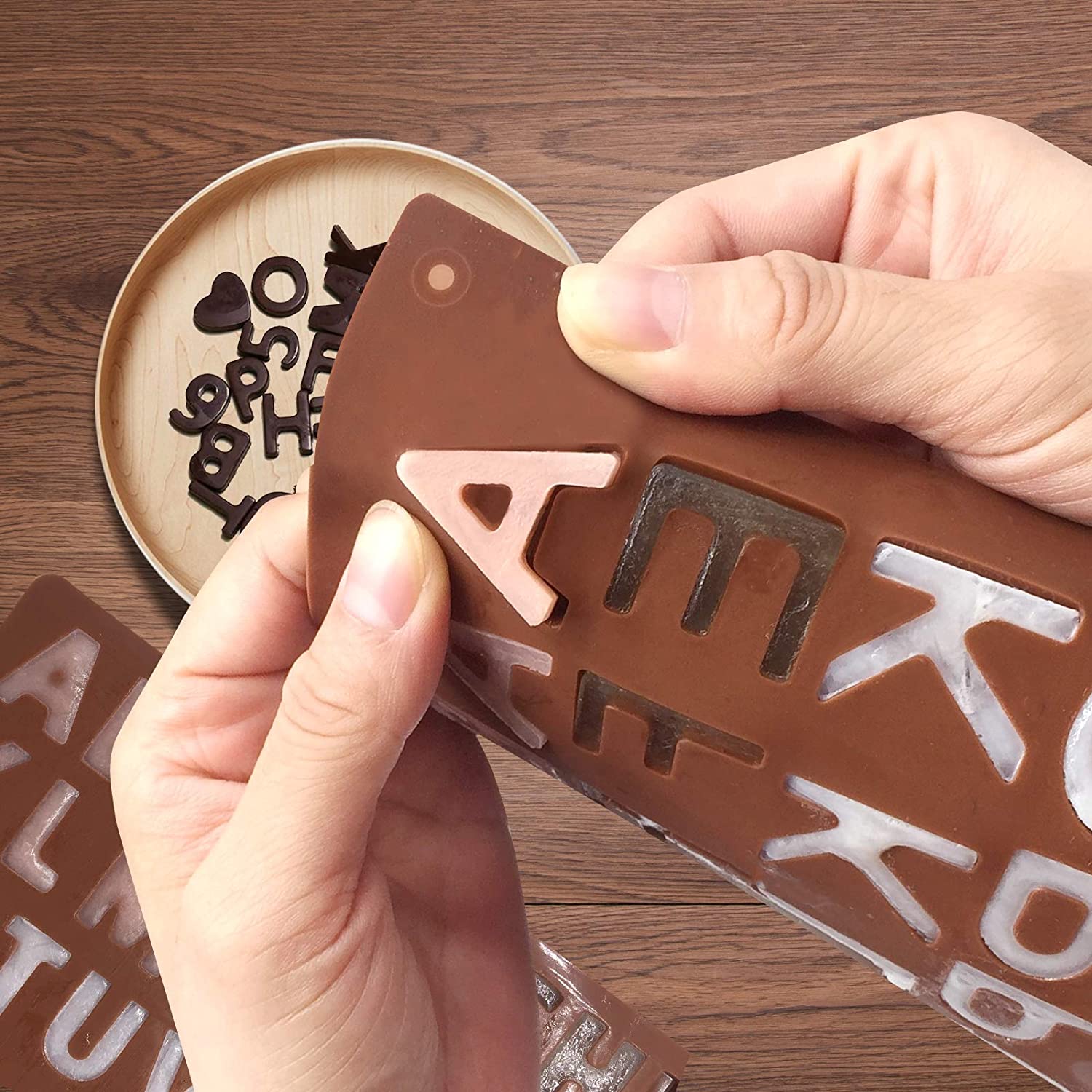 Molde de chocolate DIY de silicona con alfabeto 3D