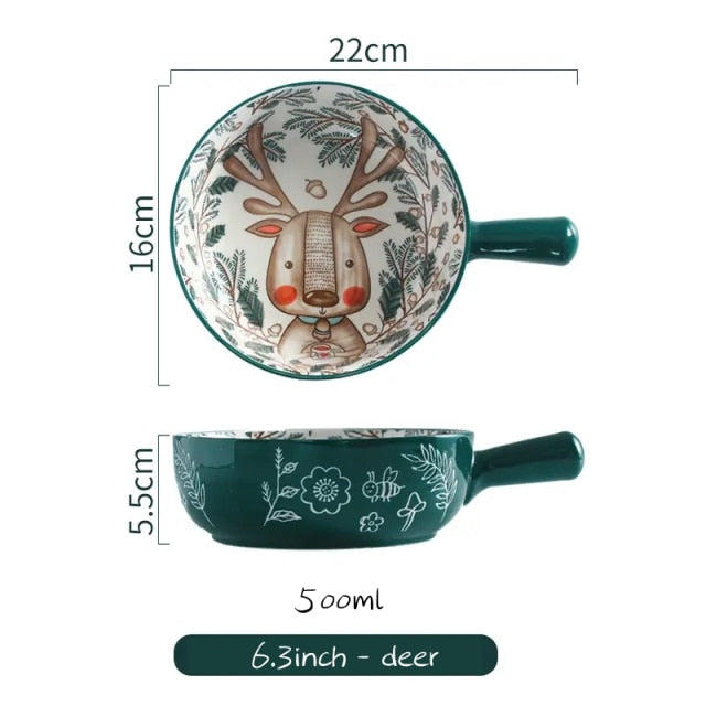 Cuenco grande de cerámica con forma de flor de animal hecho a mano