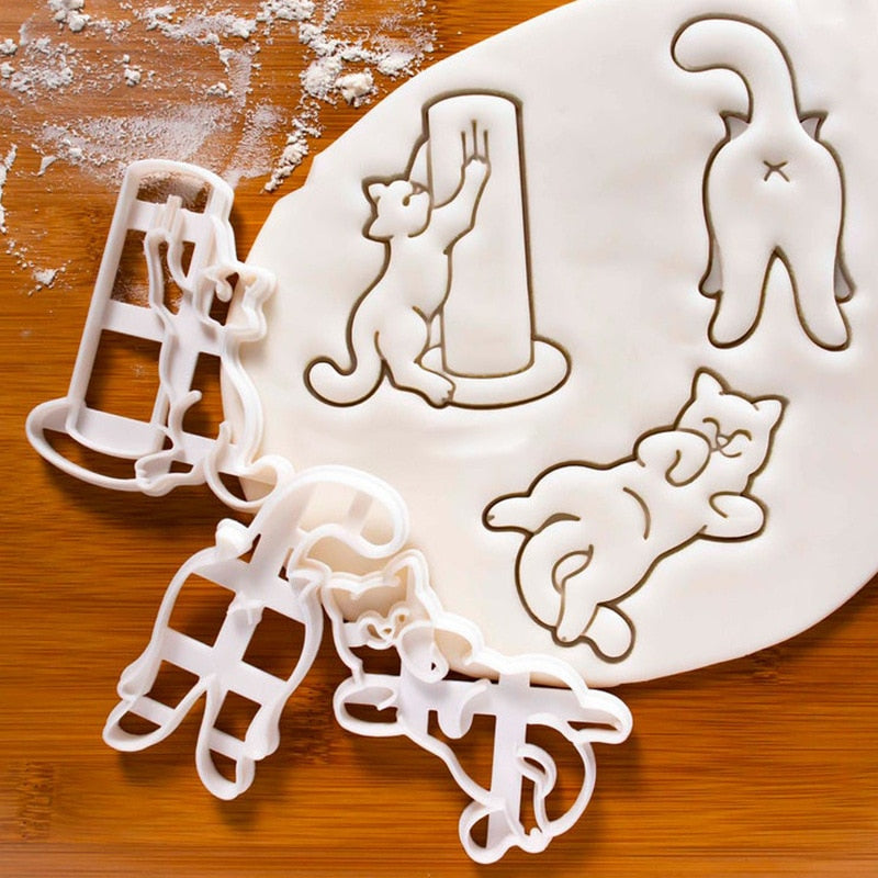 Juego de cortadores de galletas con forma de gato