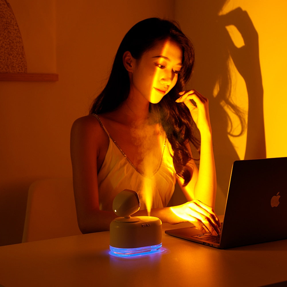 Lámpara humidificadora con proyección de puesta de sol