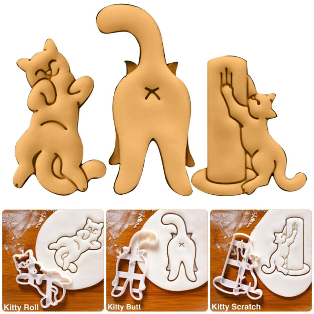 Juego de cortadores de galletas con forma de gato
