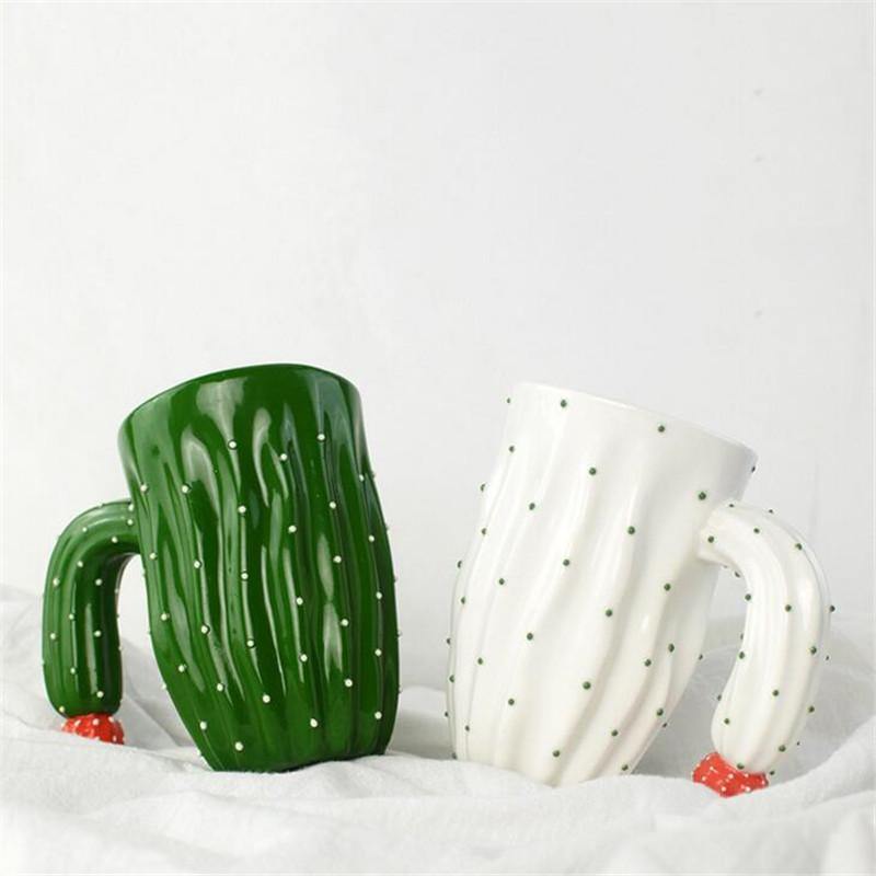 Tazas de cerámica estilo cactus 3D