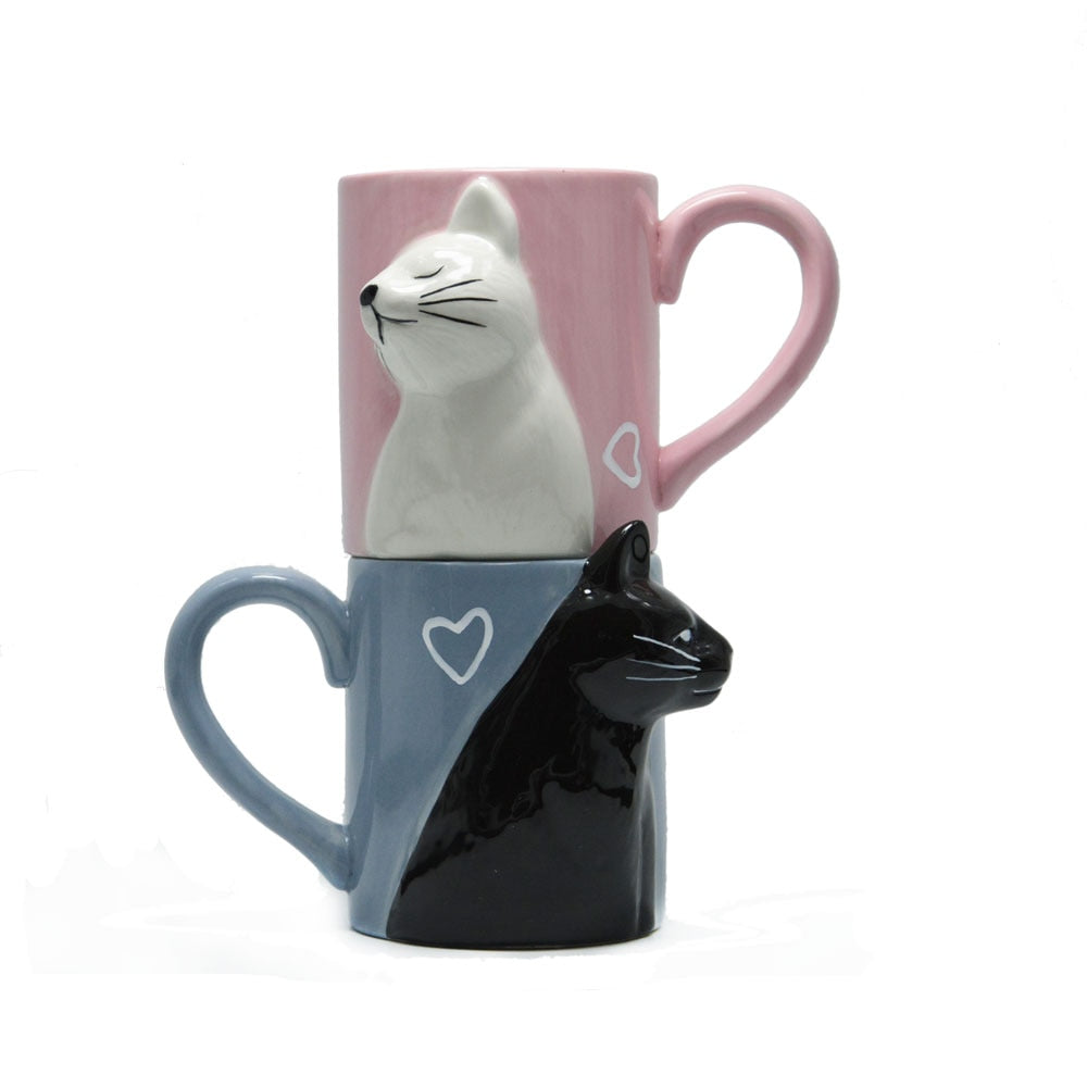 2 Pieces Luxury Kissing Cats Mugs