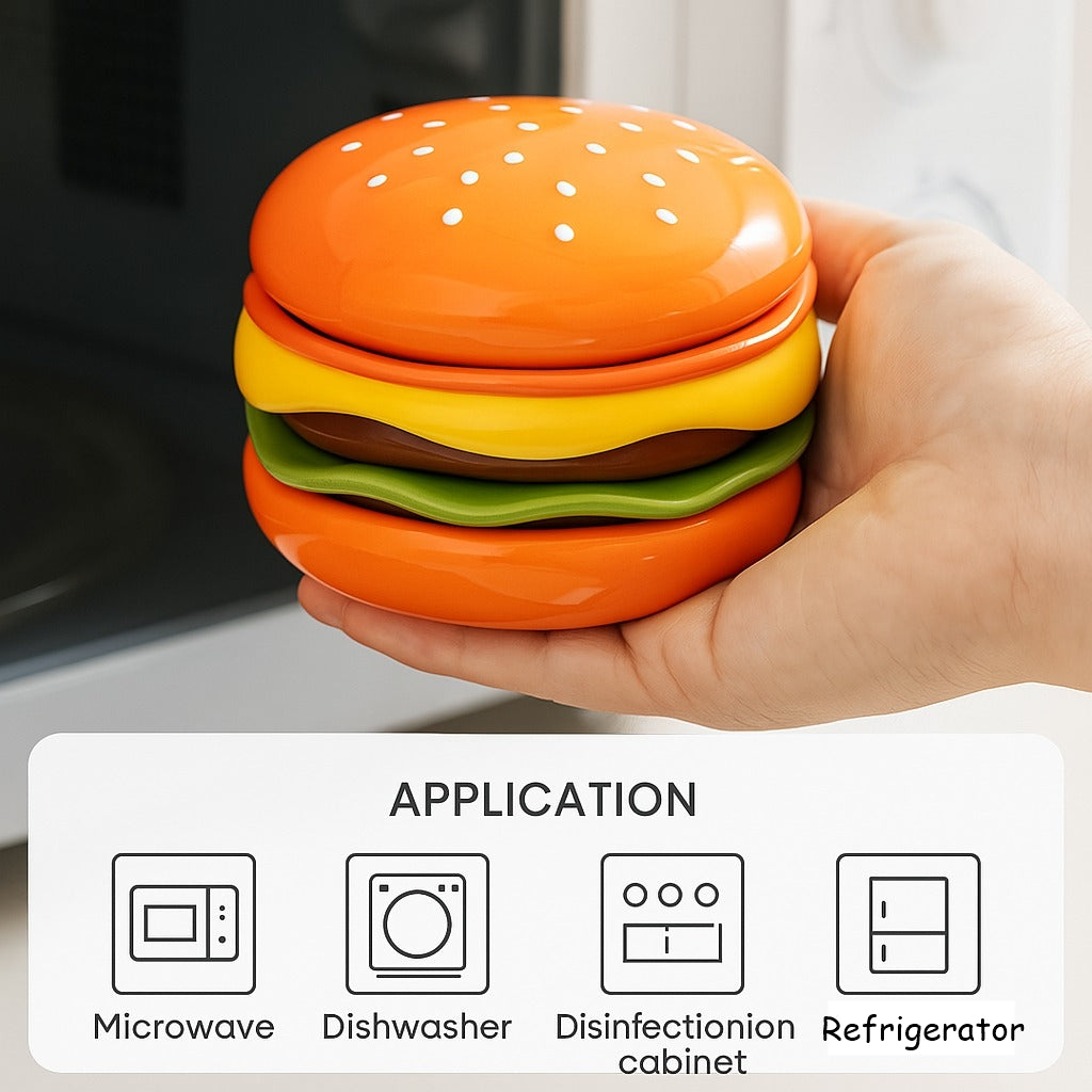 Mini Stacked Hamburger Ceramic Plate Set
